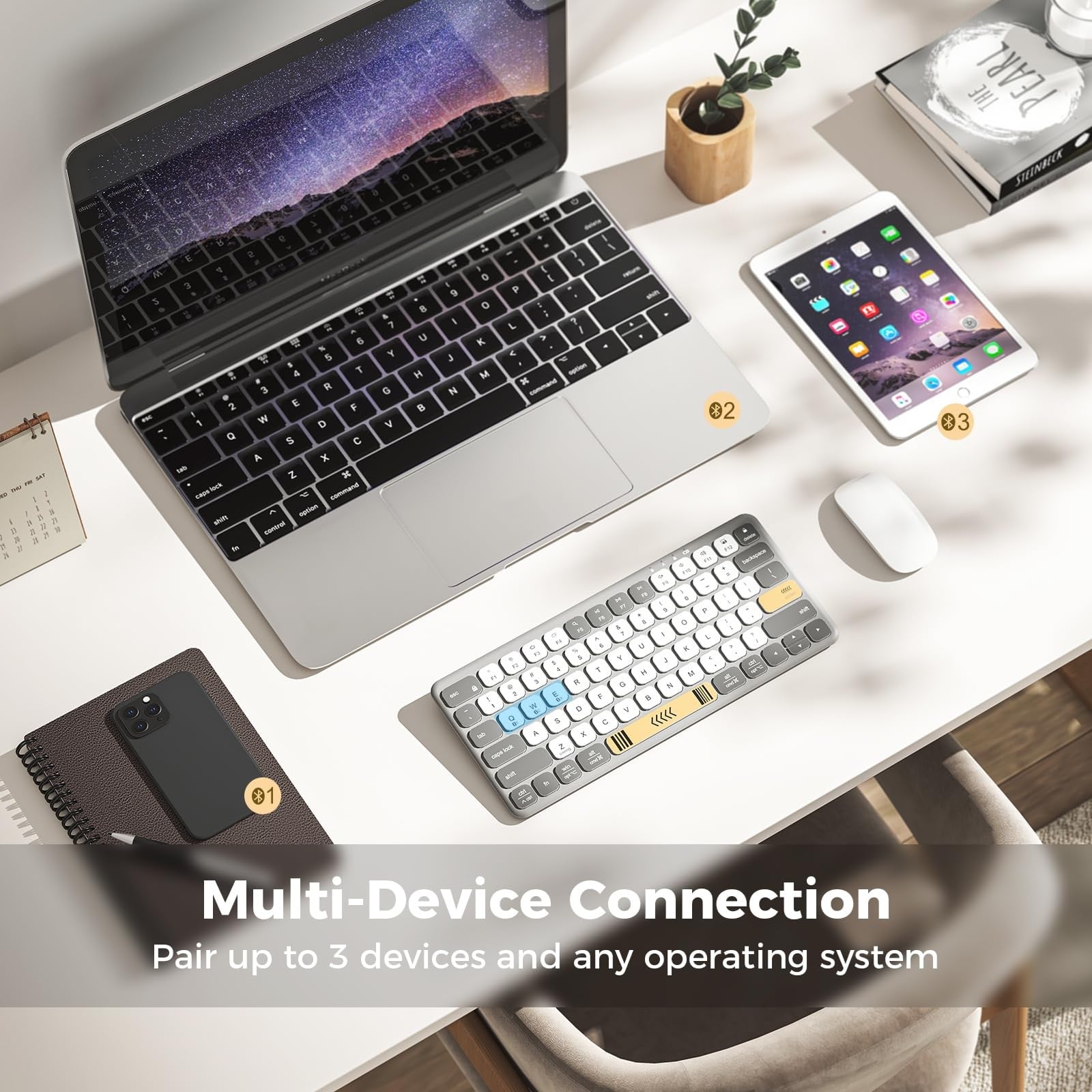 iClever IC-BK50 USB-C 充電 65% 袖珍藍牙鍵盤 (Marshmallow)