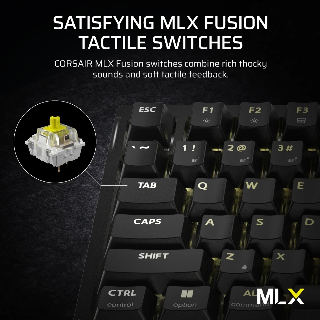 Corsair K65 PLUS Wireless 75% RGB 三模機械式遊戲鍵盤(觸感黃軸)