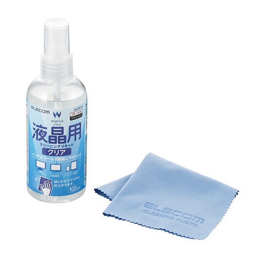 ELECOM 日本製 二合一無酒精液晶螢幕清潔劑 (附超細纖維布)(手機/電腦/平板螢幕適用)