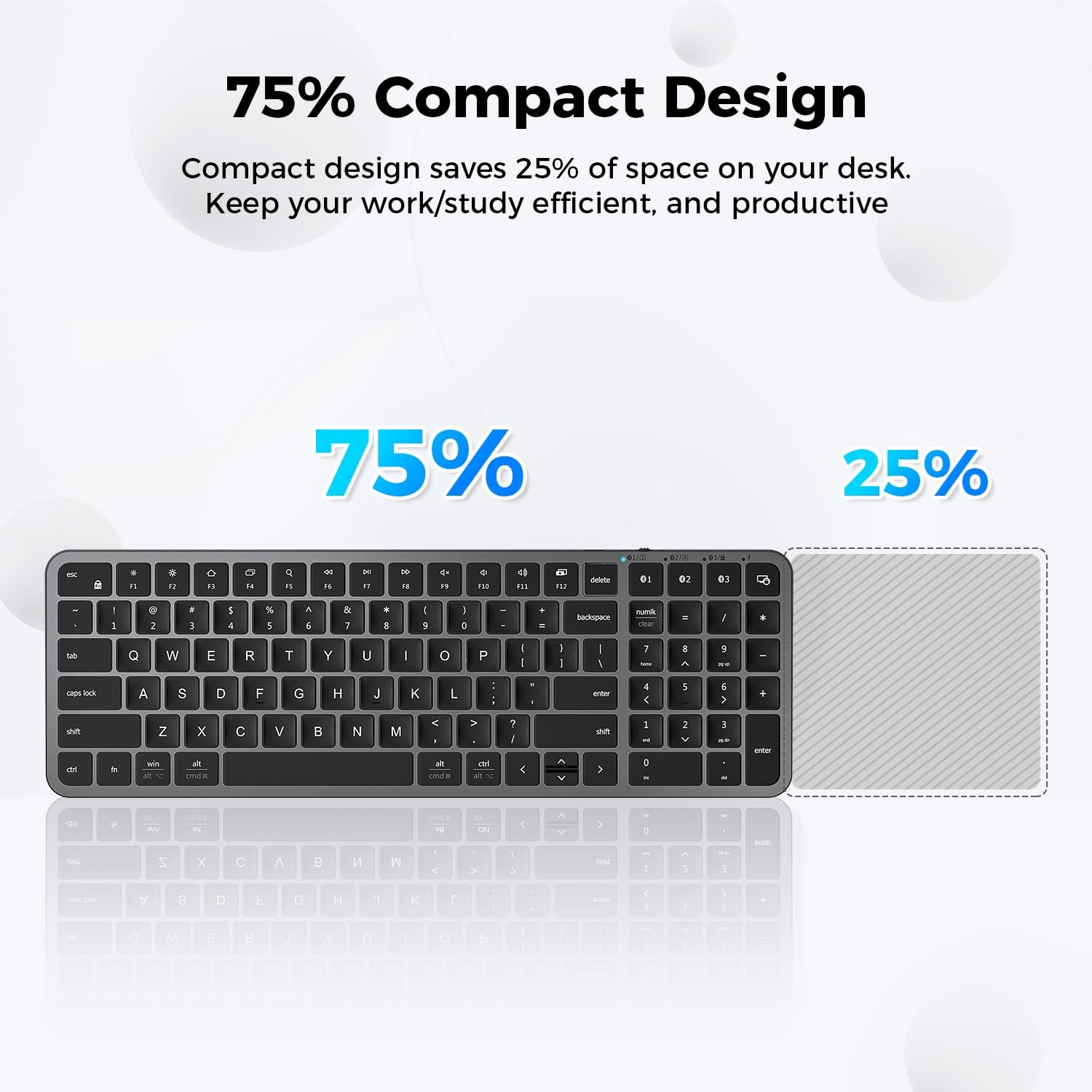 iClever IC-BK20 USB-C 充電 75% 藍牙鍵盤 (太空灰)