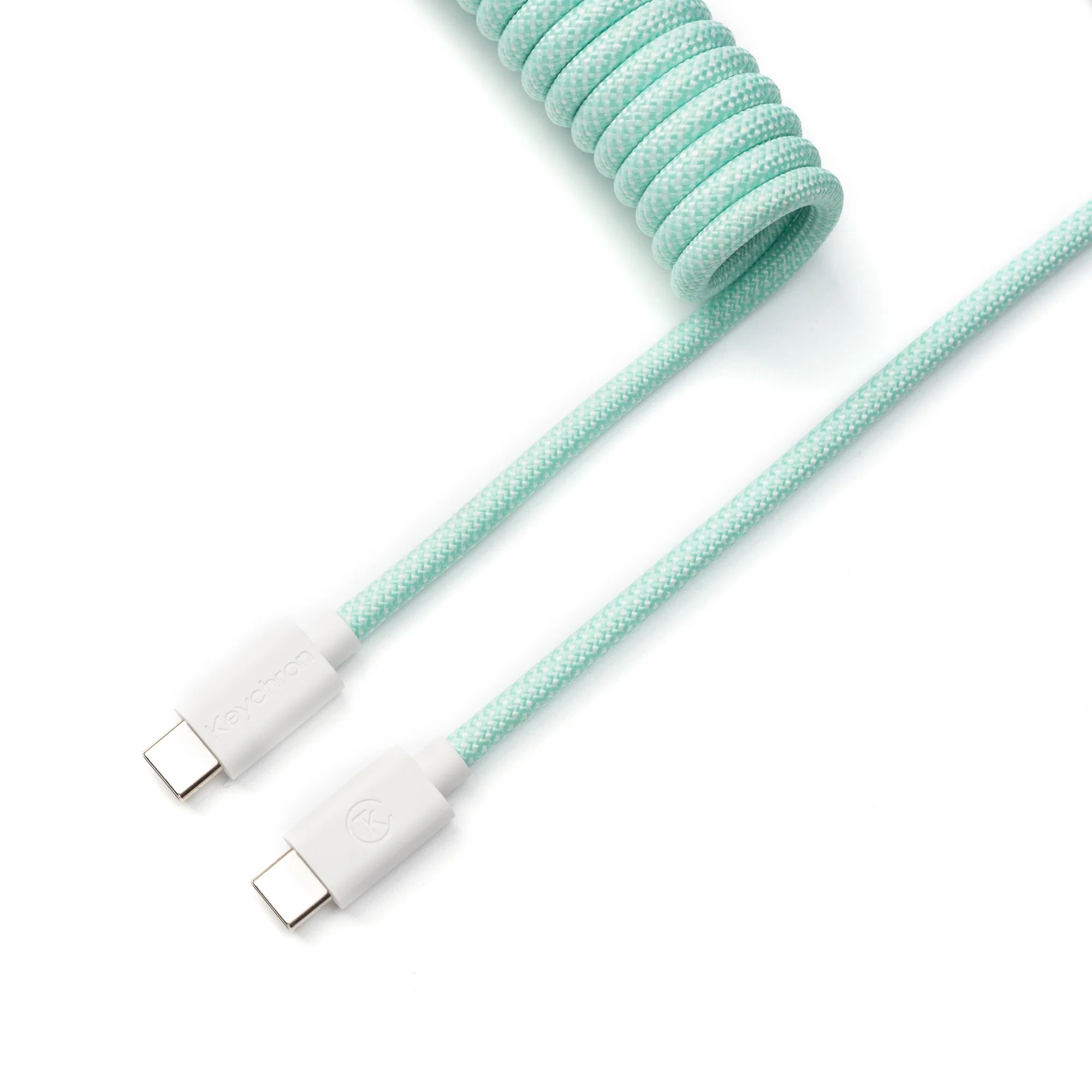 Keychron 定制編織USB-C捲線 (Cab-18)(薄荷綠)