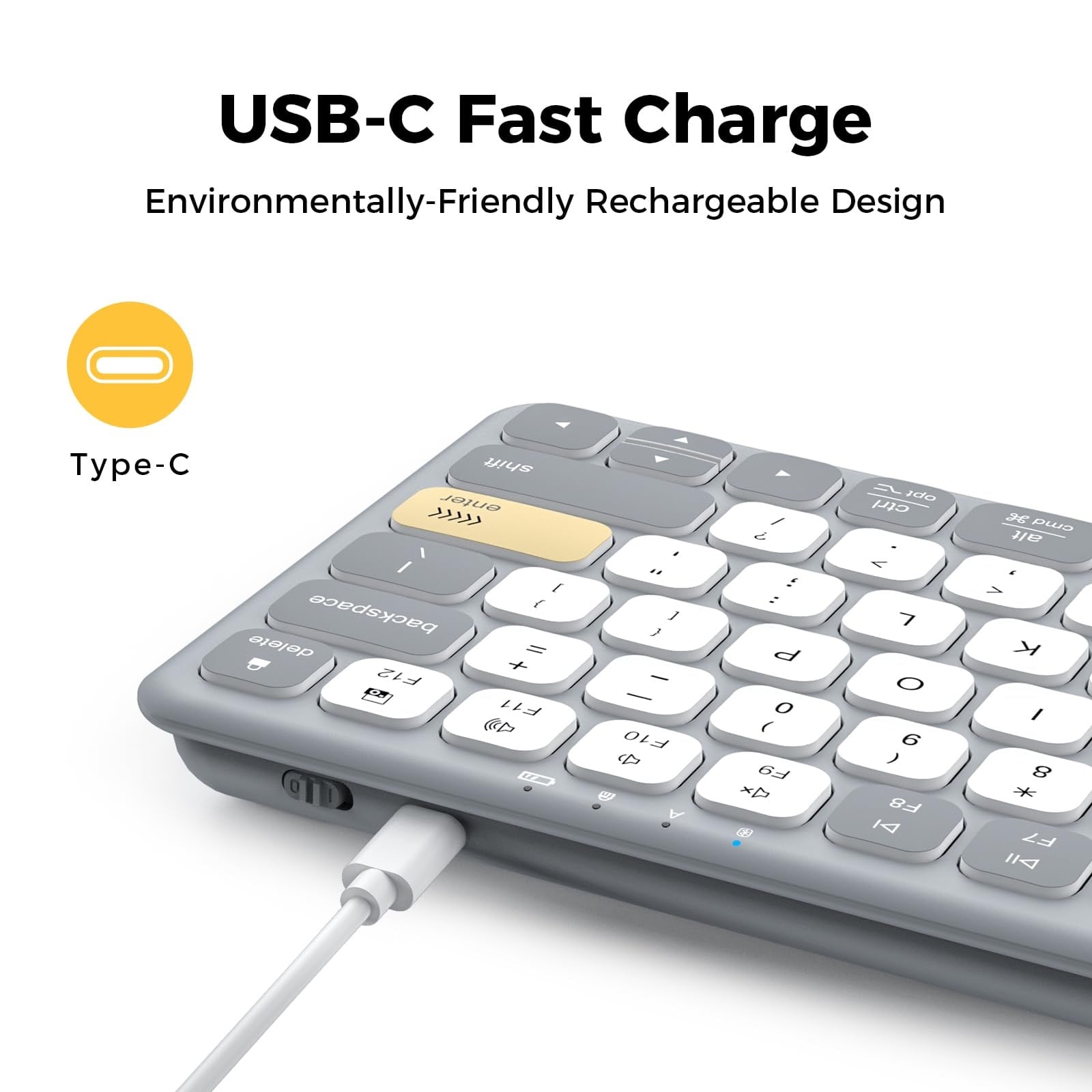 iClever IC-BK50 USB-C 充電 65% 袖珍藍牙鍵盤 (Marshmallow)