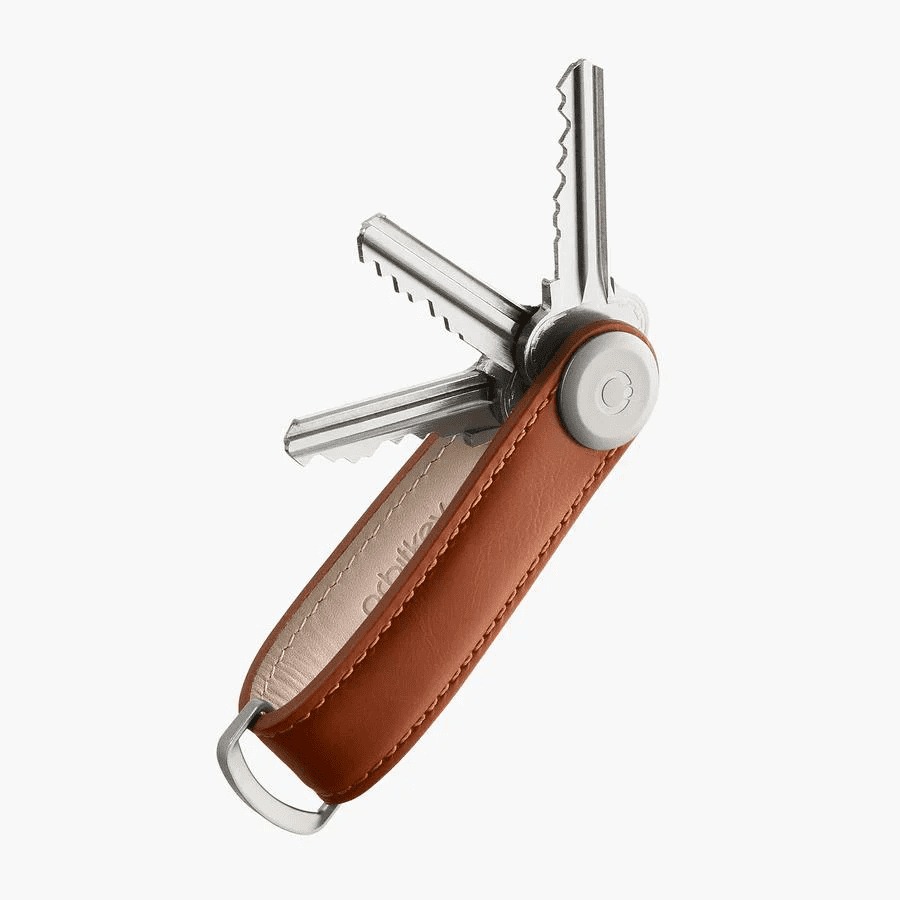 Orbitkey Leather Key Organiser 皮革鎖匙收納帶(銀扣-紅棕色)