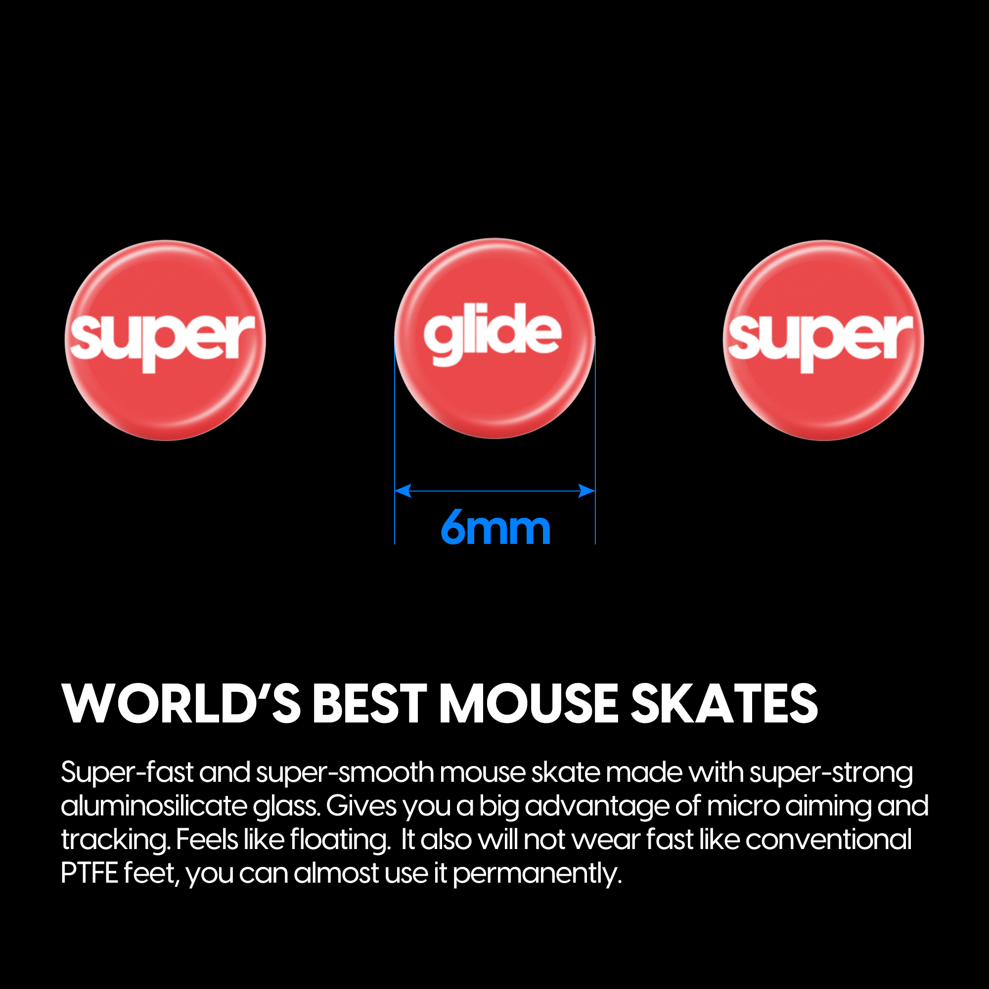 Pulsar Superglide V2 滑鼠腳貼 6mm通用圓點 (紅 (6MMSGR2))