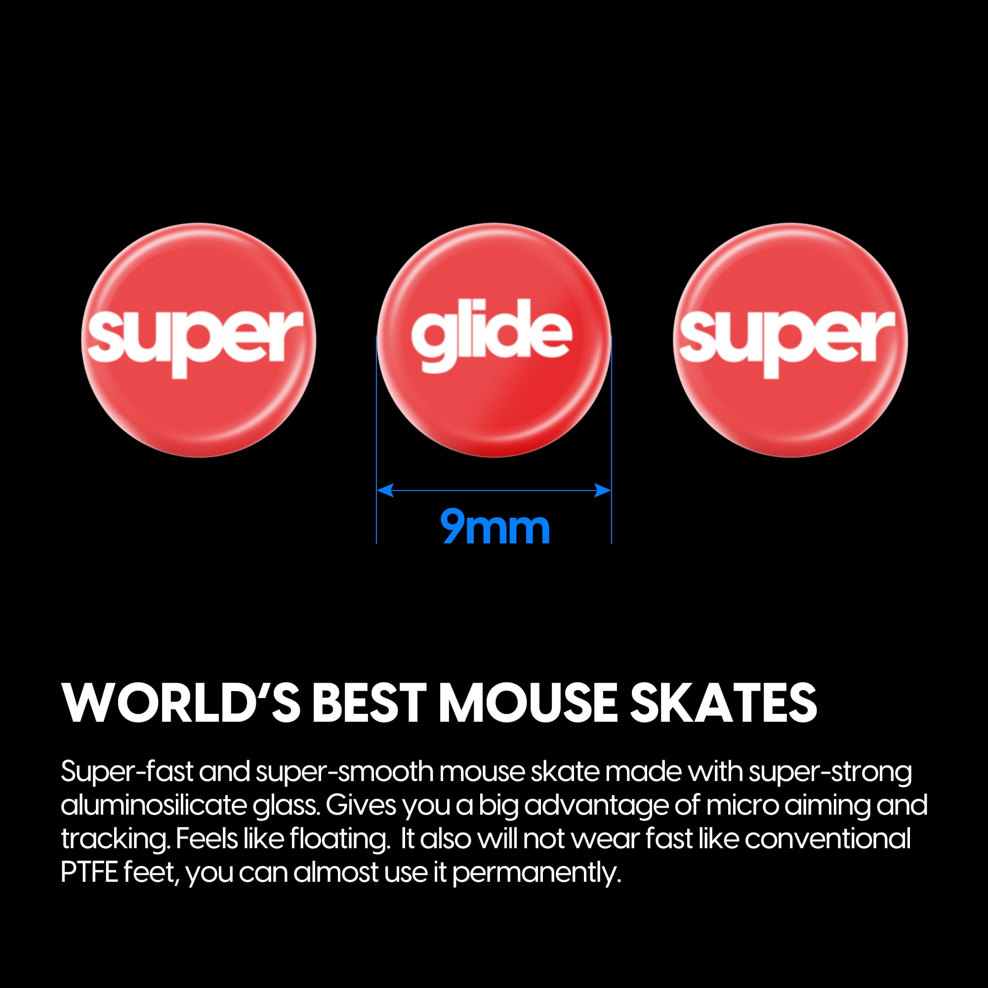 Pulsar Superglide V2 滑鼠腳貼 9mm通用圓點 (紅 (9MMSGR2))
