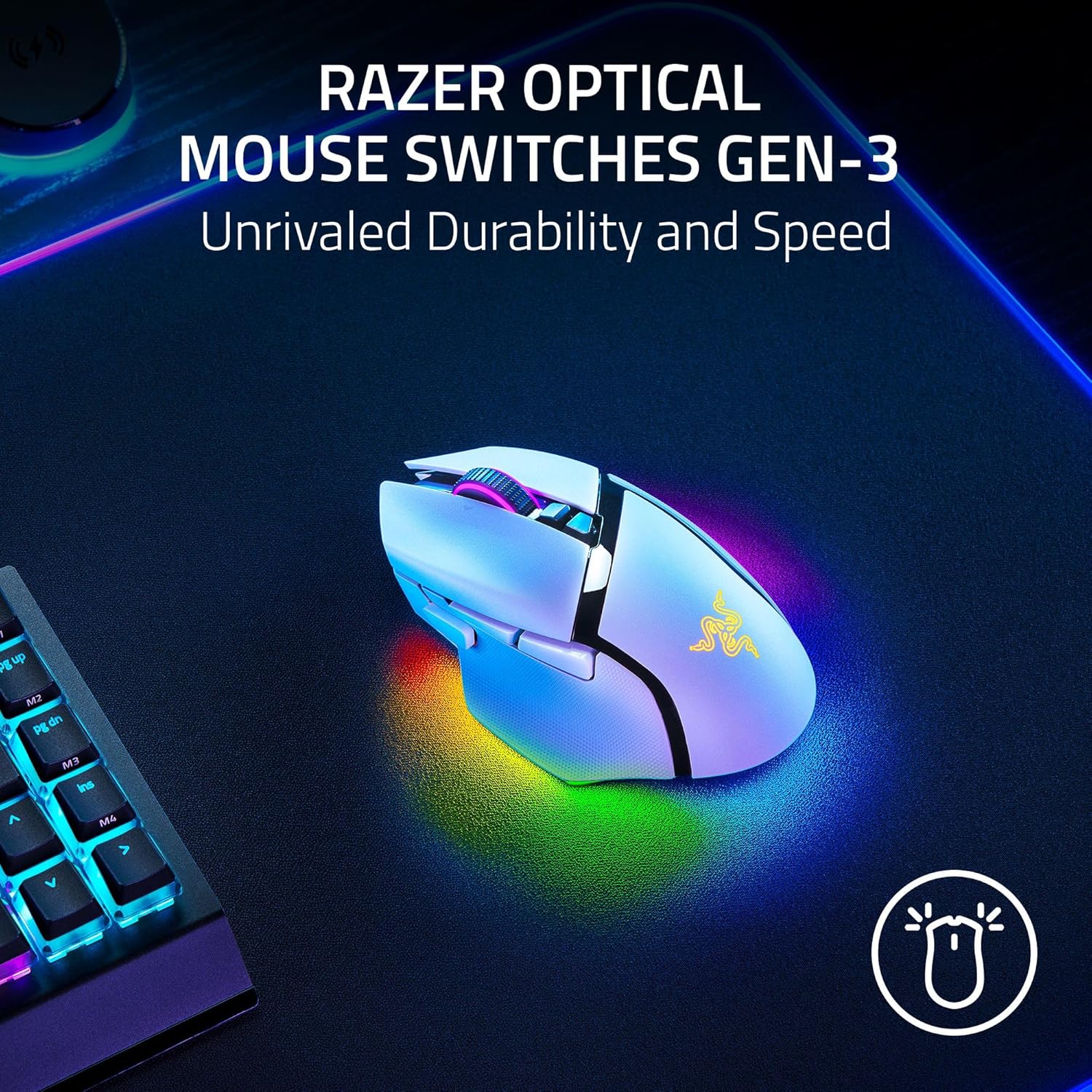 Razer Basilisk V3 Pro 35K 無線遊戲滑鼠(白色)