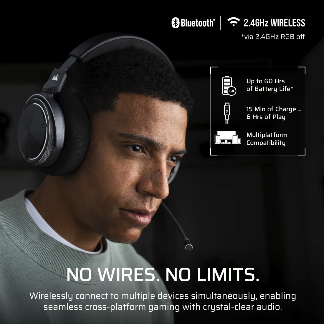 Corsair Virtuoso Max Wireless ANC 無線遊戲耳機(碳黑色)