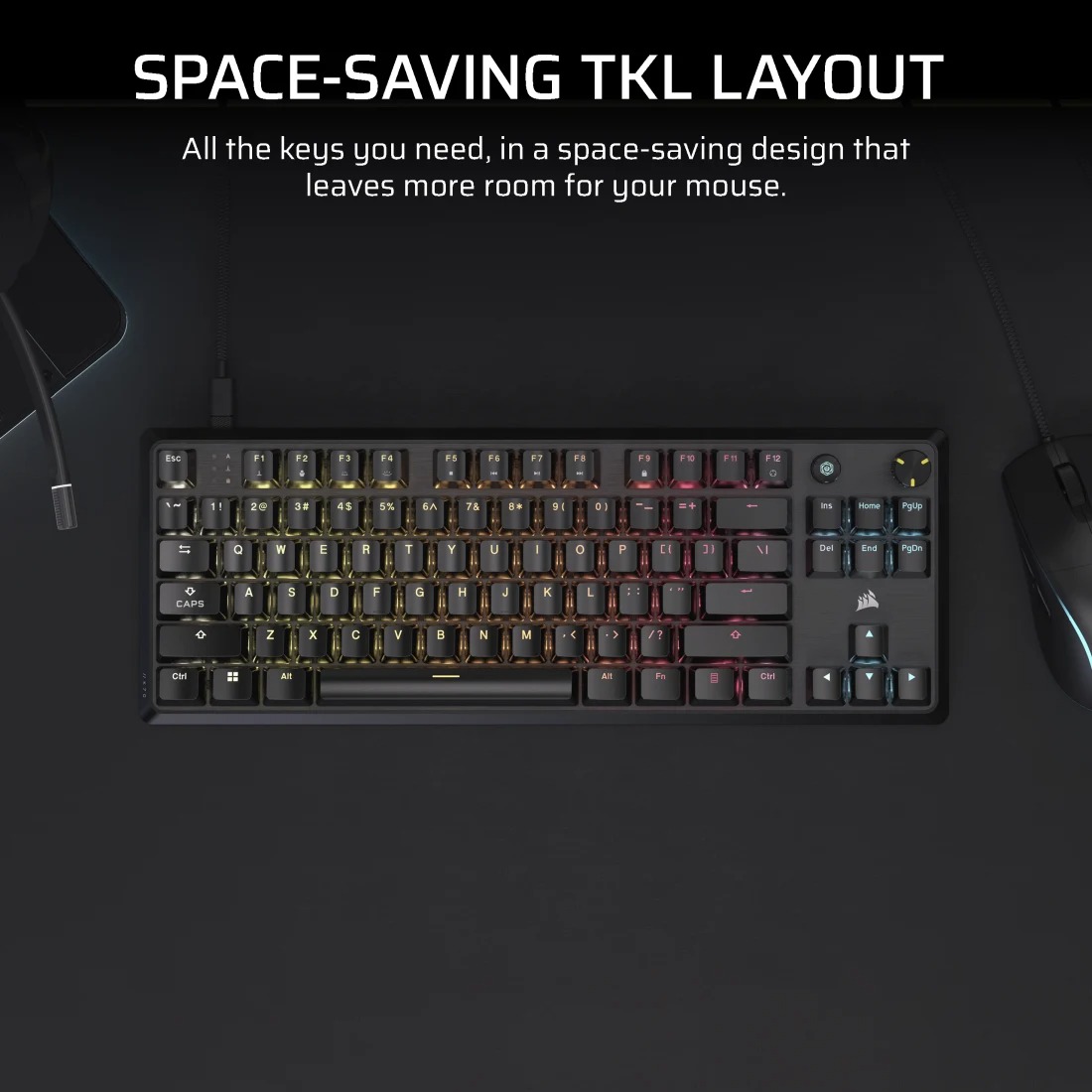 Corsair K70 CORE TKL RGB 有線機械遊戲鍵盤(MLX RED V2-有線-黑色)