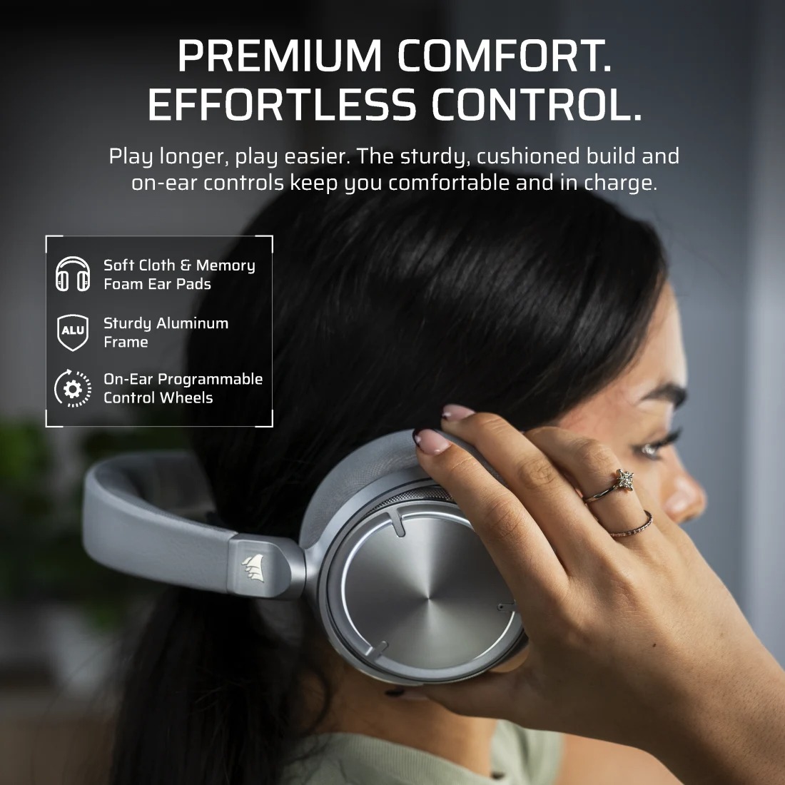Corsair Virtuoso Max Wireless ANC 無線遊戲耳機(銀色)