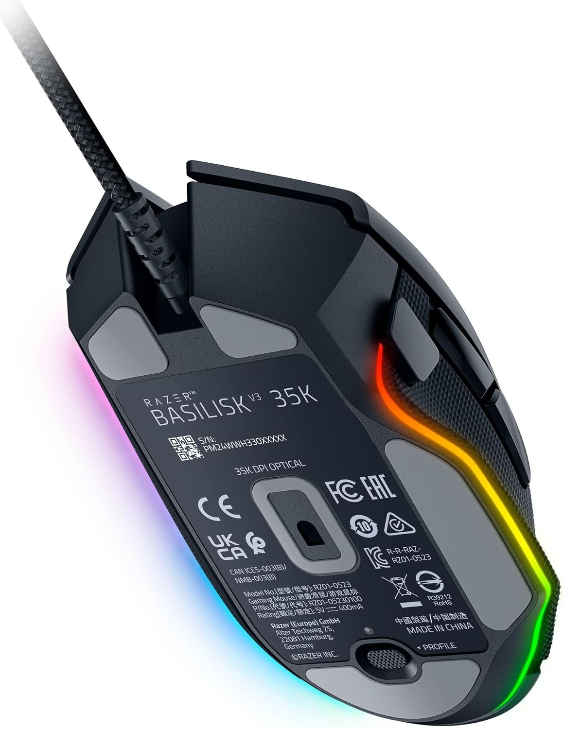 Razer Basilisk V3 35K 有線遊戲滑鼠(黑色)