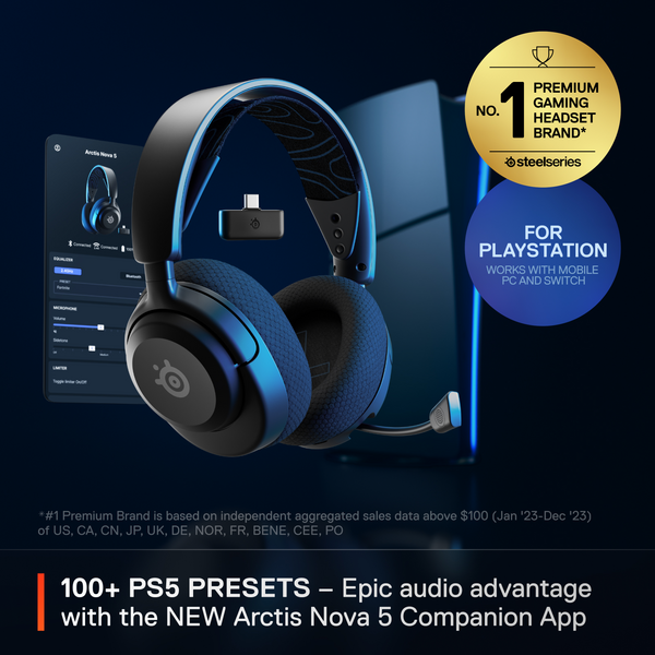 SteelSeries Arctis Nova 5P 2.4GHz/藍牙 無線遊戲耳機(61673)(PS5版-黑色)