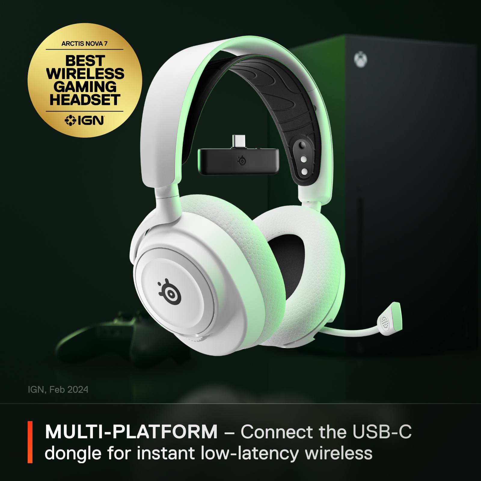 SteelSeries Arctis Nova 7X Wireless Multi-Platform 多平台 無線降噪遊戲耳機(61567)(白色)
