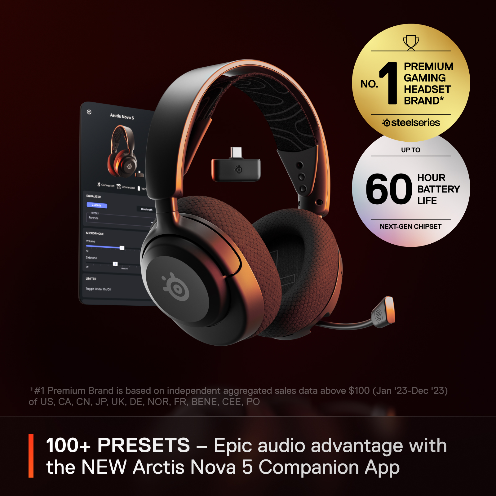 SteelSeries Arctis Nova 5 2.4GHz/藍牙 無線遊戲耳機(61670)(PC版-黑色)