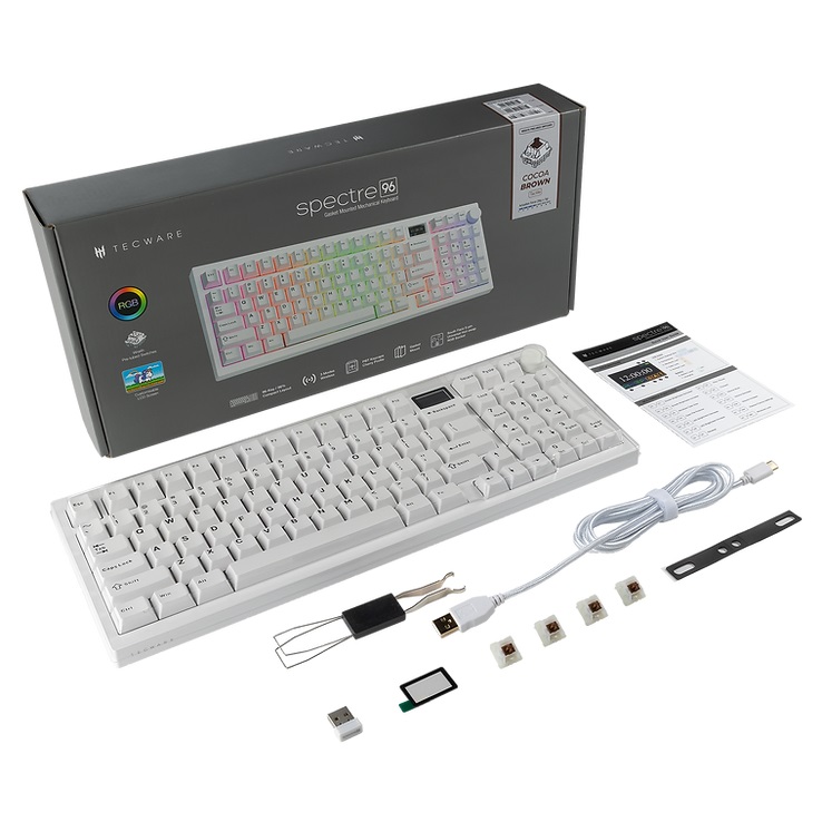 Tecware Spectre 96 RGB 三模 無線機械式遊戲鍵盤(白色-紅軸)