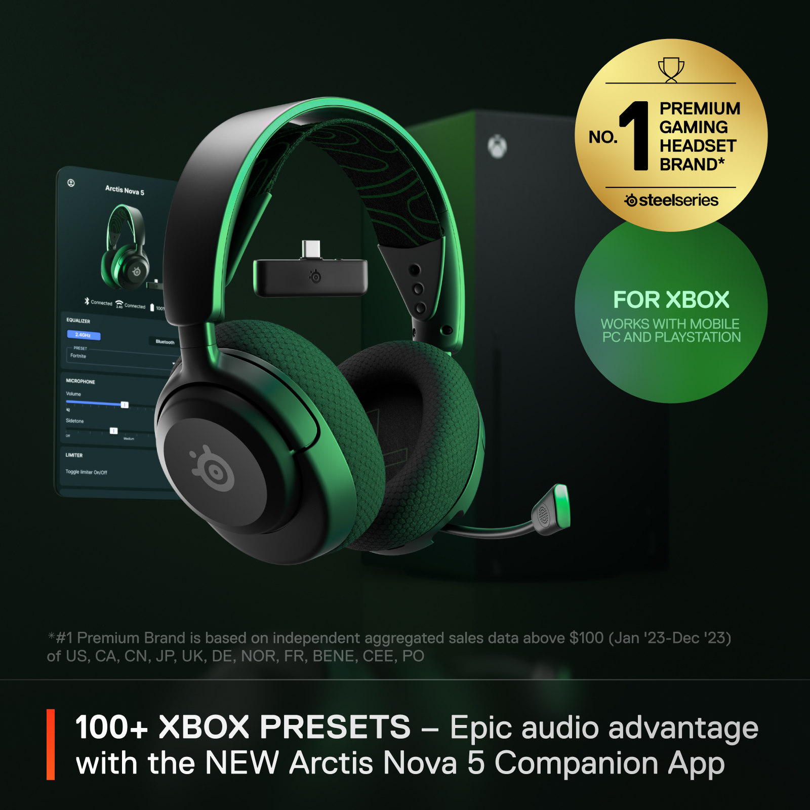 SteelSeries Arctis Nova 5X 2.4GHz/藍牙 無線遊戲耳機(61676)(XBOX版-黑色)