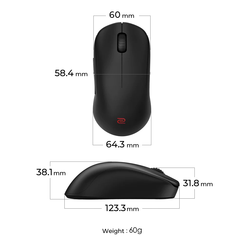 ZOWIE U2-DW 4K 無線電競滑鼠(黑色)