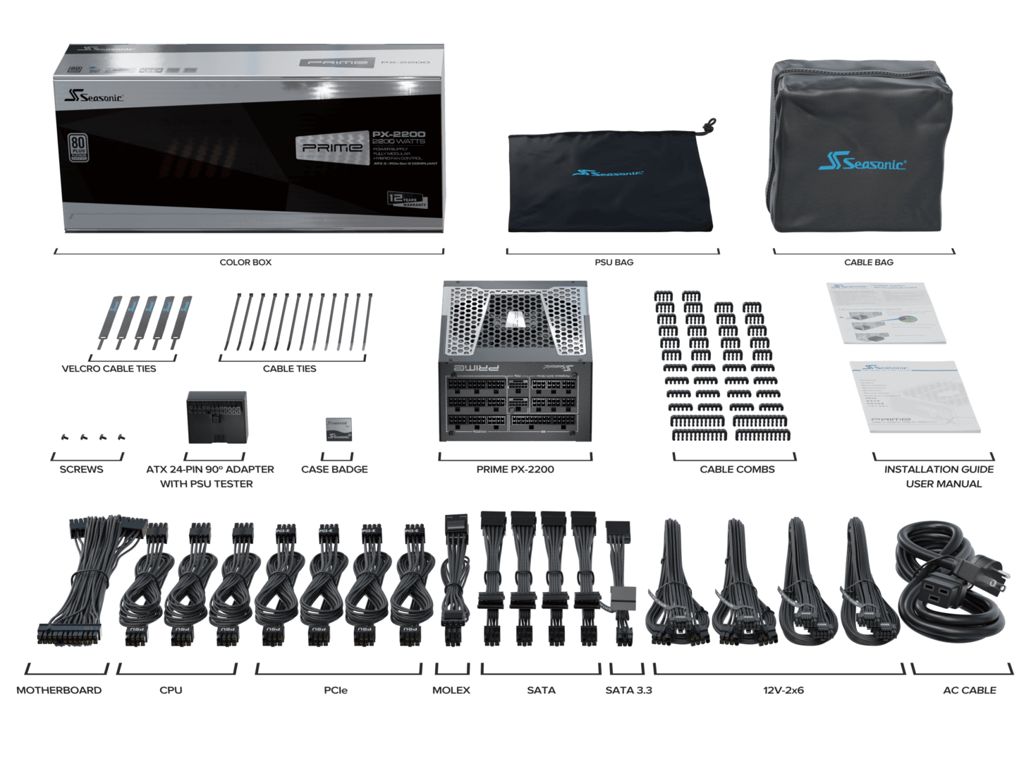 Seasonic Prime PX-2200 ATX 3.1 80Plus Platinum 2200W Fully Modular 電源供應器(2024)(PSUSC-PRIME-PX2200)
