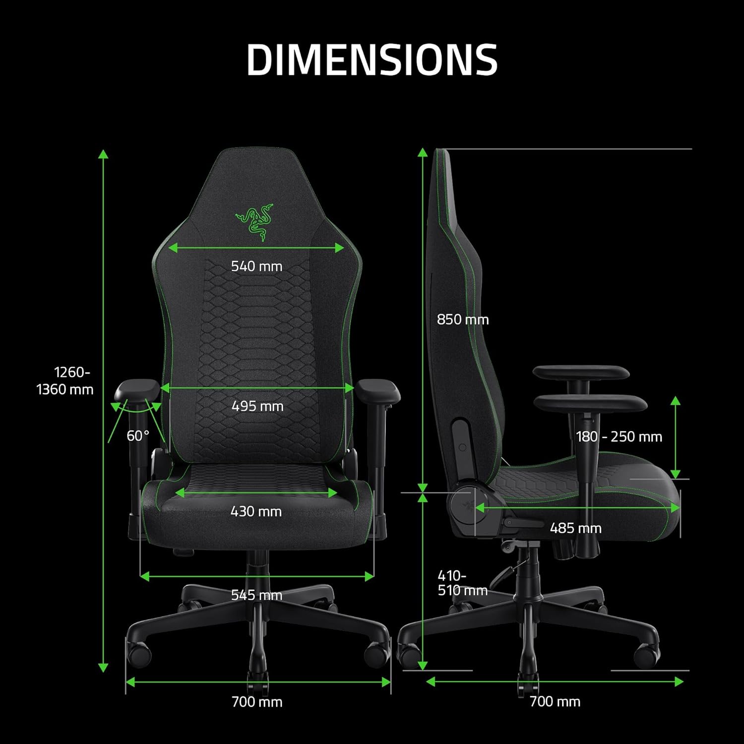 C350A Razer Iskur V2 X 人體工學電競椅(Green Black)