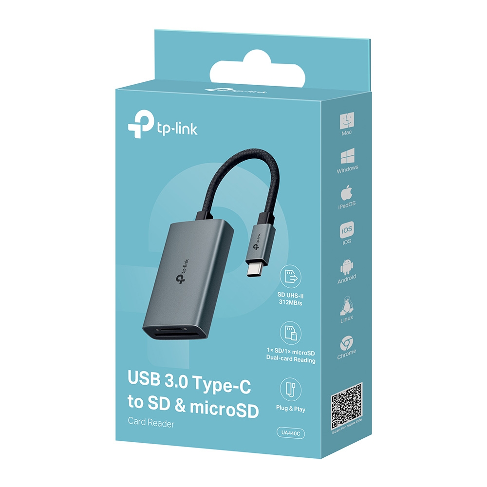TP-Link UA440C USB 3.0 Type-C to SD & microSD 4.0 讀卡器