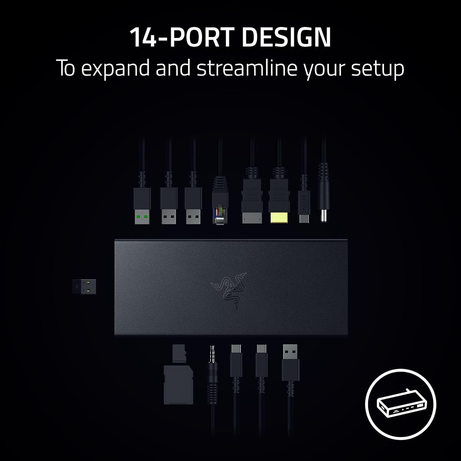 Razer USB 4 Dock USB Type C 14-in-1 Multiport Adapter 擴展塢(黑色-Black)