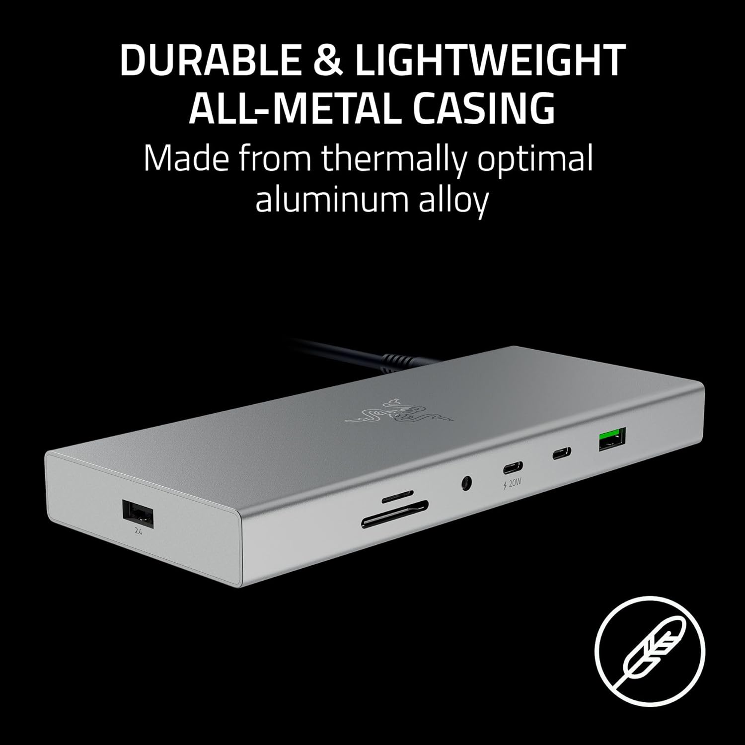 Razer USB 4 Dock USB Type C 14-in-1 Multiport Adapter 擴展塢(水銀白-Mercury White)