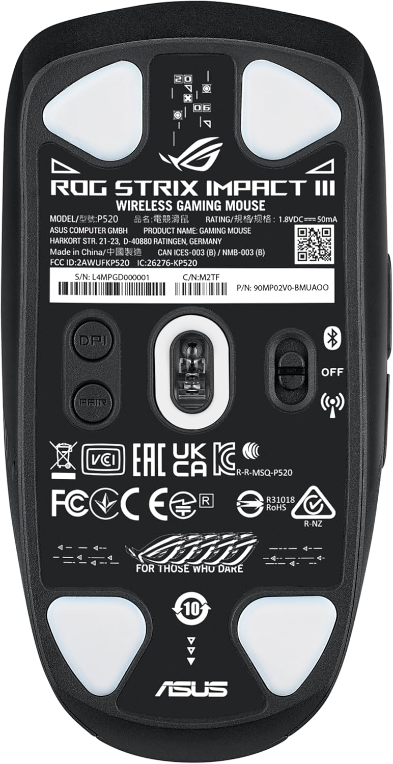 ASUS ROG STRIX Impact III Wireless 無線遊戲滑鼠(黑色)