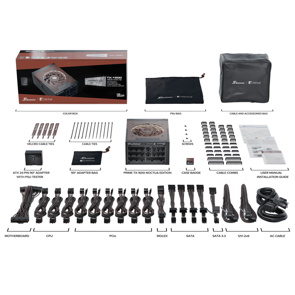 【十二年保用】Seasonic PRIME TX-1600 Noctua Edition 鈦牌 全模組電源供應器