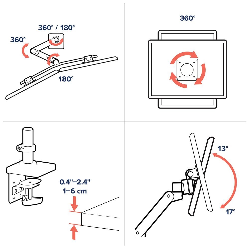 Ergotron LX PRO ARM 單臂雙顯示器支架 45-684-292(桌夾-黑色)