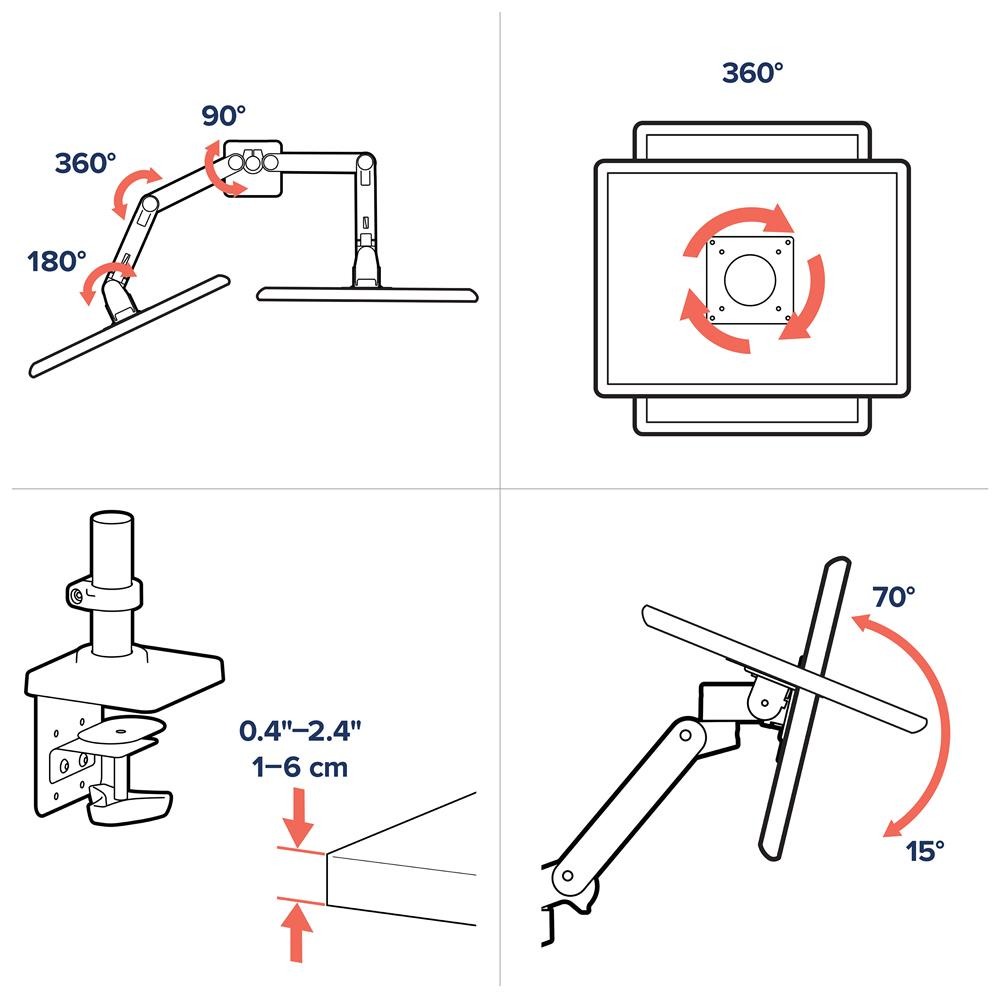 Ergotron LX PRO ARM 雙顯示器水平並排支架 45-686-292(桌夾-黑色)