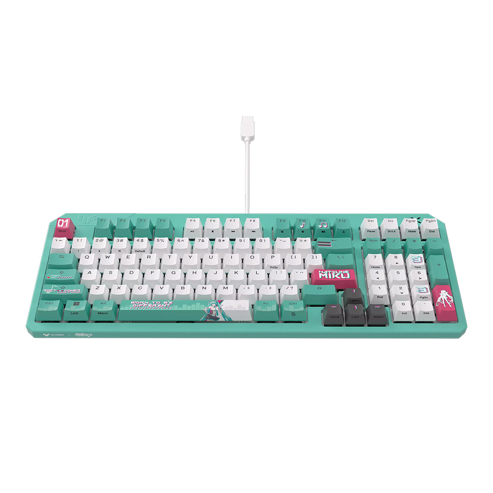 ASUS TUF Gaming K3 GEN II-MIKU 97鍵 機械式鍵盤(RX Optical-紅軸-初音未來)