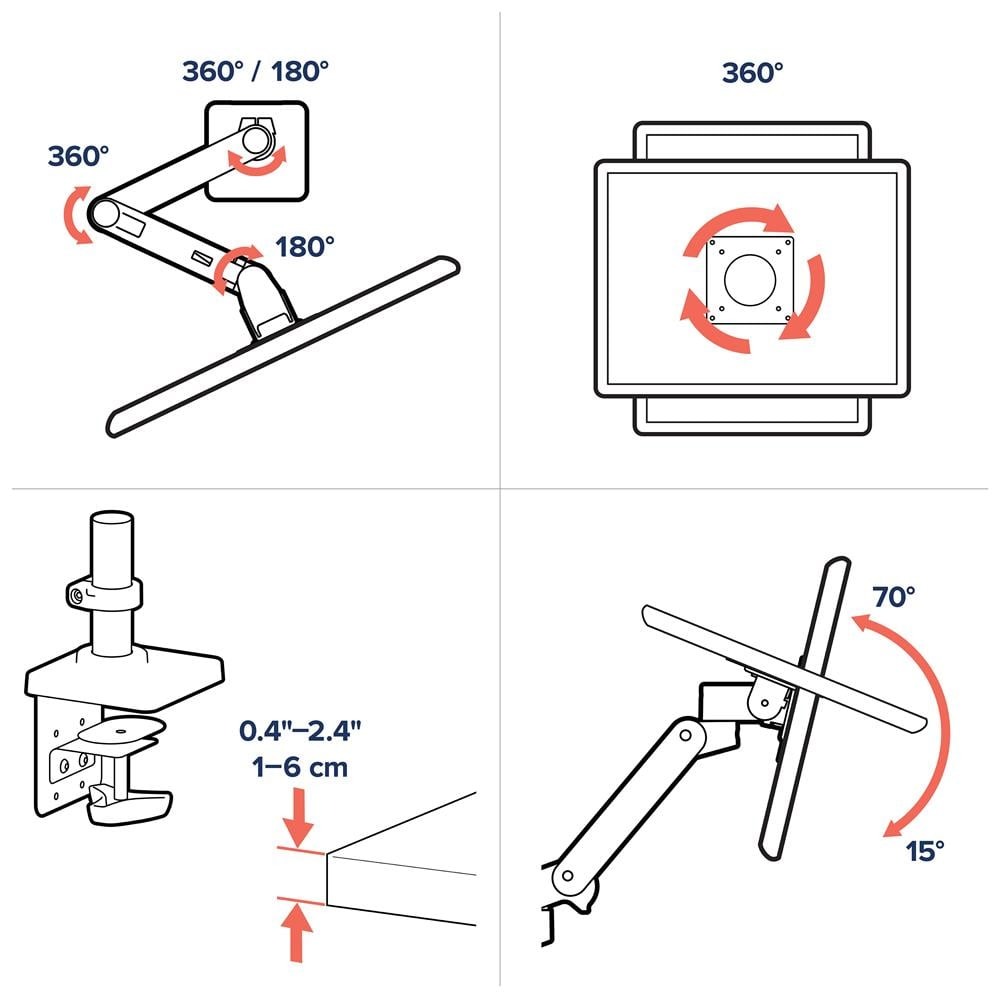 Ergotron LX PRO ARM 單臂顯示器支架 45-682-292(桌夾-短杆-黑色)