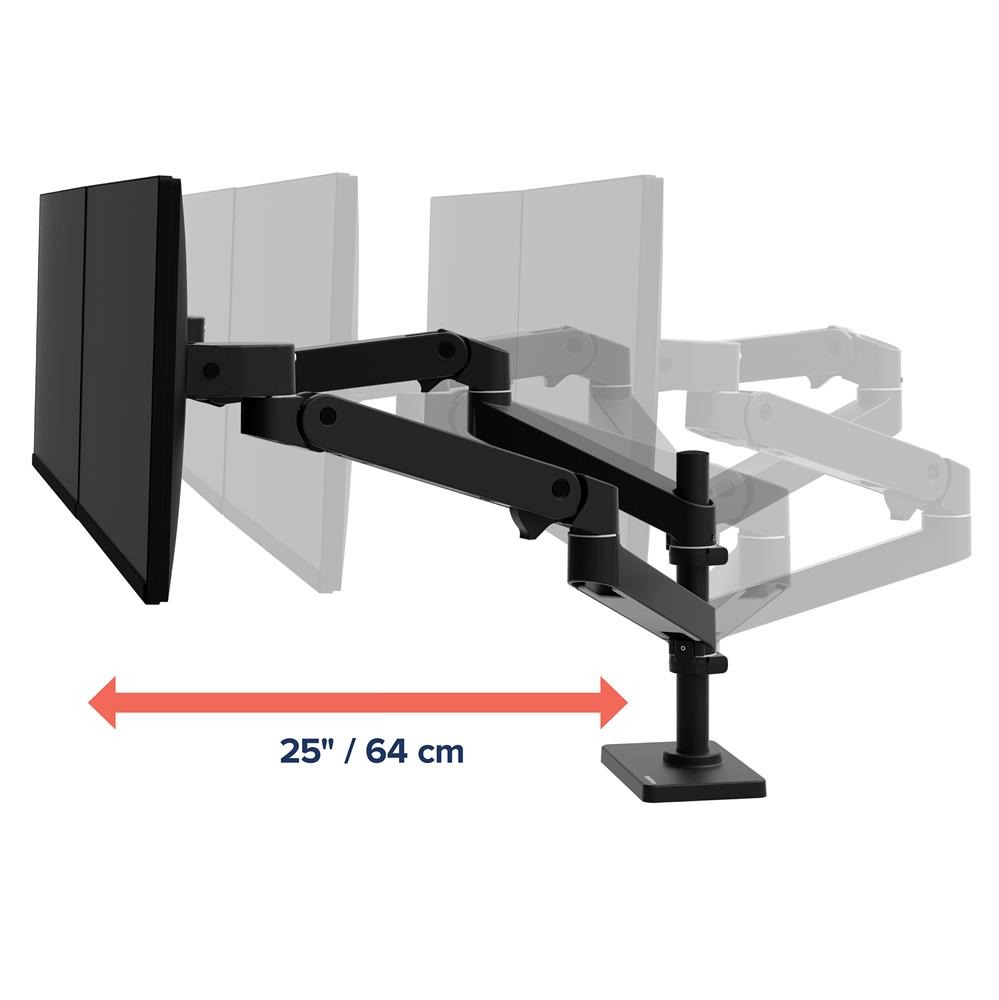 Ergotron LX PRO ARM 雙顯示器堆疊式支架 45-690-292(桌夾-黑色)