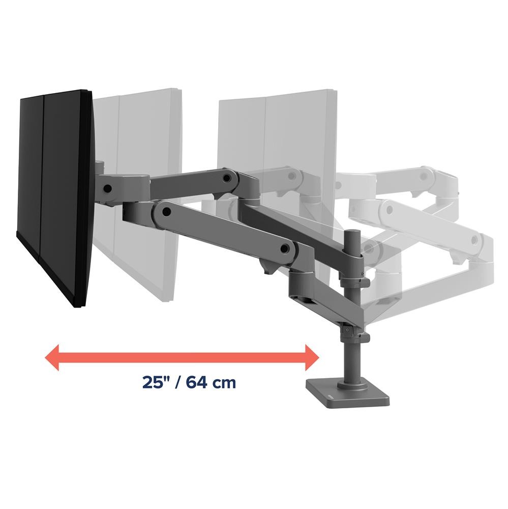 Ergotron LX PRO ARM 雙顯示器堆疊式支架 45-690-293(桌夾-灰色)