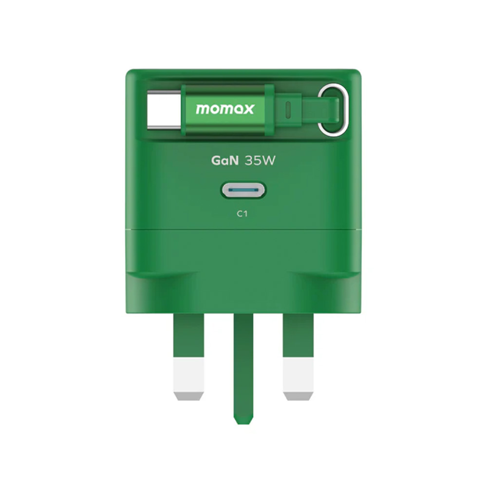 MOMAX 1-Charge+ 35W GaN 單輸出及伸縮USB-C 線充電器(UM72)(綠色-35w)