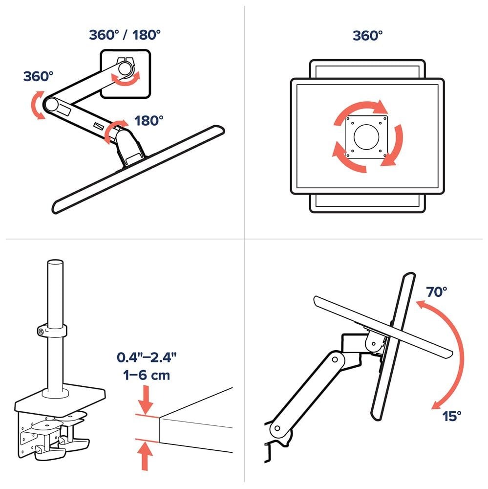 Ergotron LX PRO ARM 單臂顯示器支架 45-695-292(桌夾-長杆-黑色)