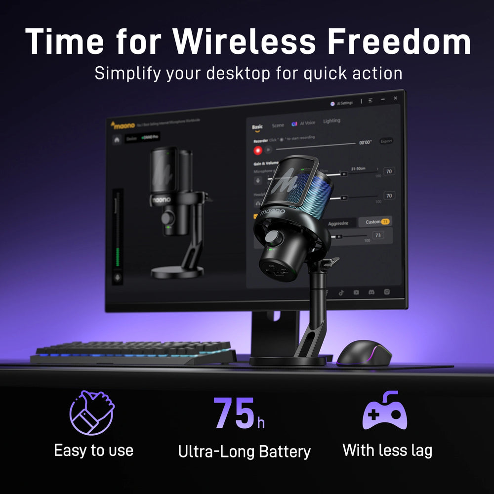 Maono DM40 Pro 降噪電容式無線麥克風(黑色)