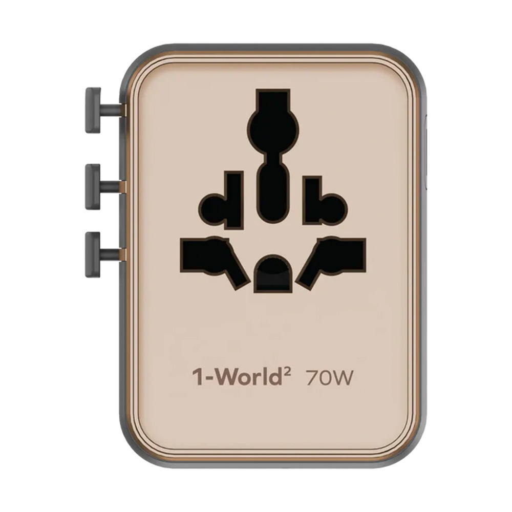MOMAX 1-World2 70W 5-插口雙AC旅行充電插座(UA22)(沙漠金)