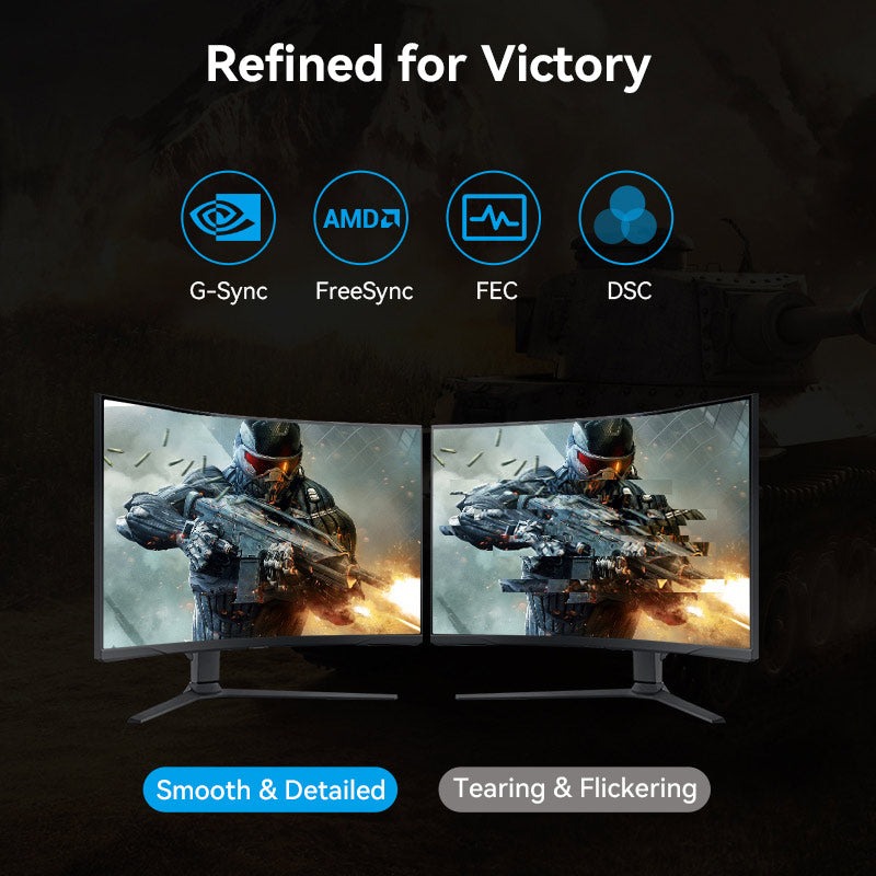 Vention Displayport 2.1 16K@30Hz/10K@60Hz/4K@240Hz 尼龍編織影像線(1m)