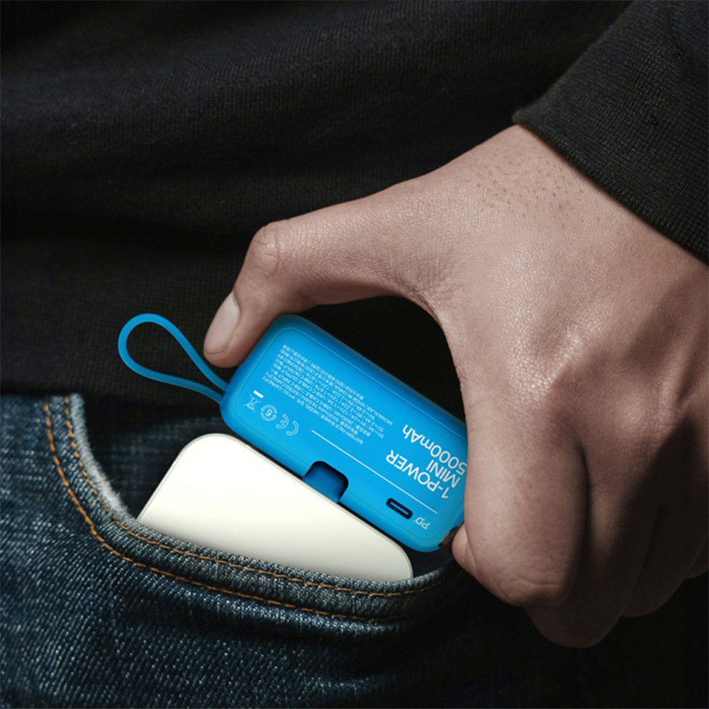MOMAX 1-Power Mini 5000mAh 內置USB-C線 3合1 流動電源(IP130)(白色)