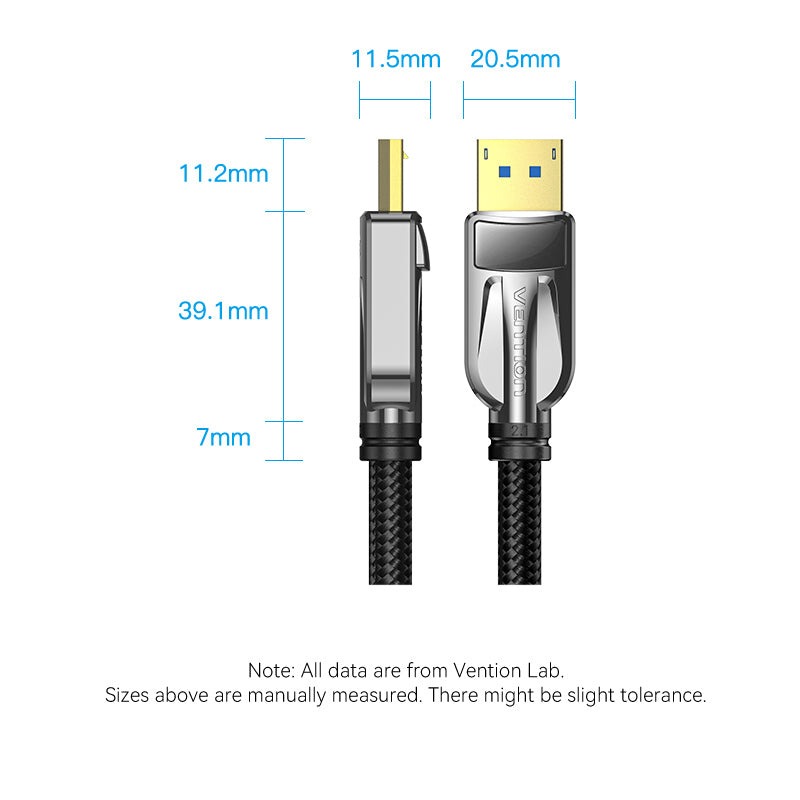 Vention Displayport 2.1 16K@30Hz/10K@60Hz/4K@240Hz 尼龍編織影像線(5m)