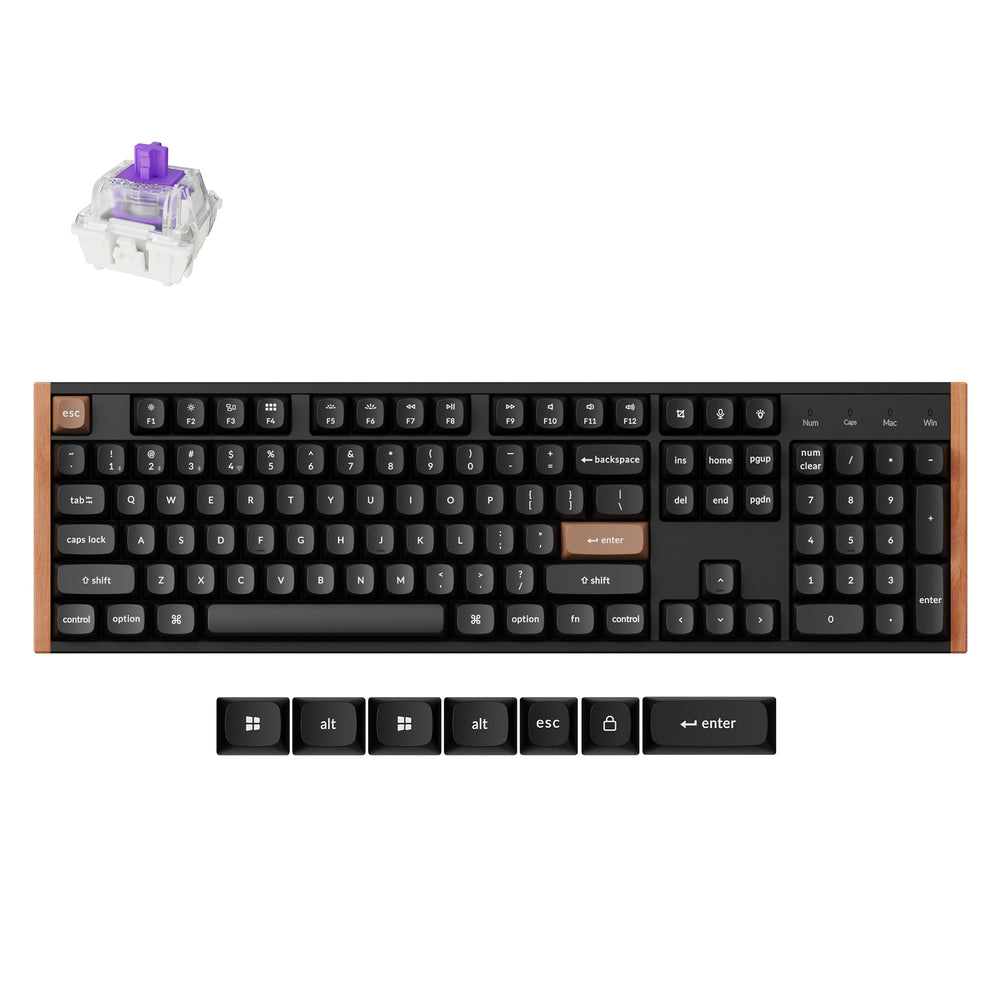 Keychron K10 HE (K10H-F1) QMK 三模 無線磁軸鍵盤(特別版-木側飾黑鋁框)