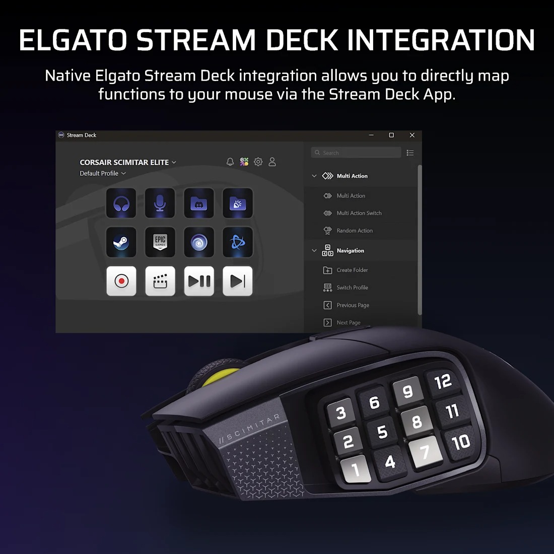Corsair Scimitar Elite SE Wireless MMO 無線遊戲滑鼠(槍灰色)