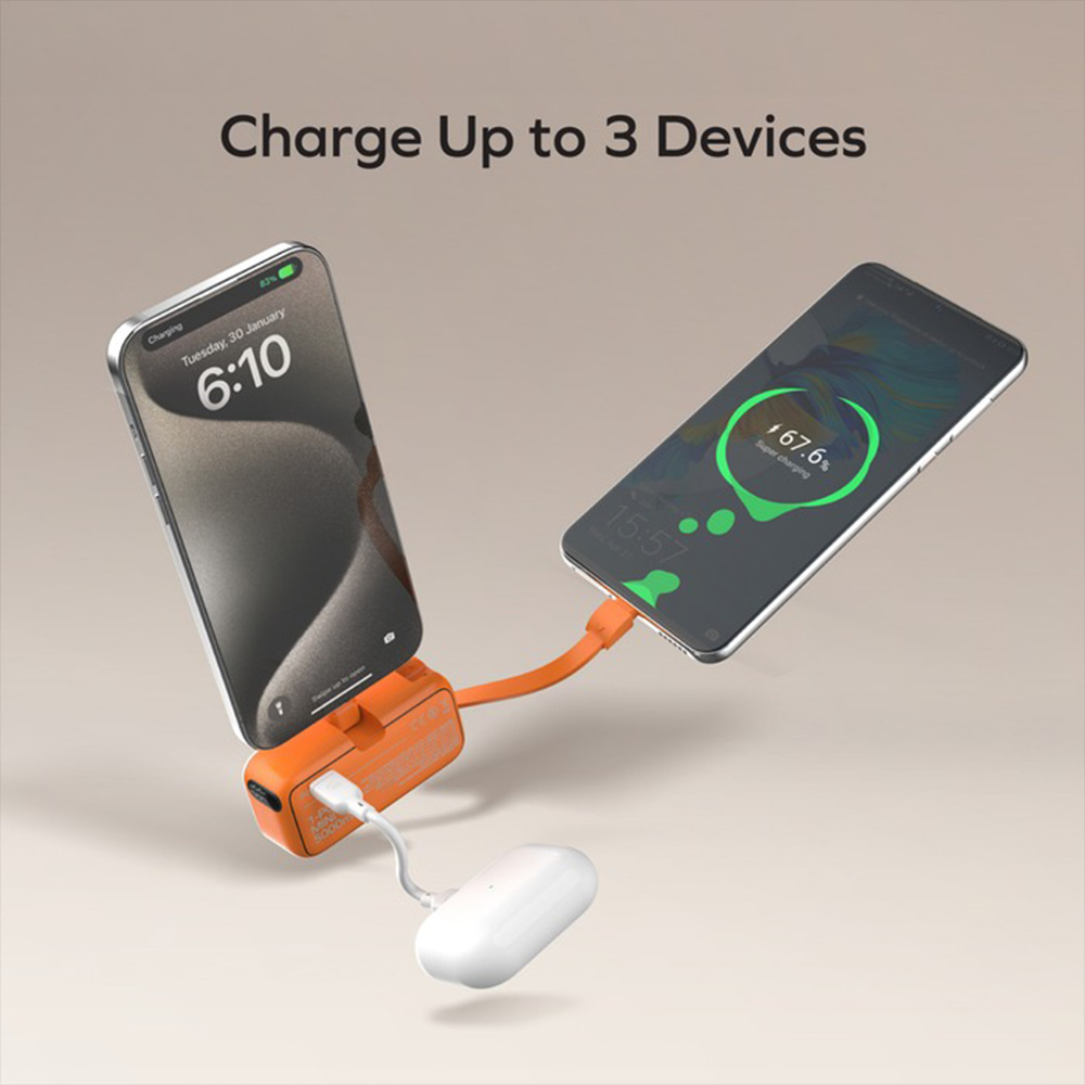 MOMAX 1-Power Mini 5000mAh 內置USB-C線 3合1 流動電源(IP130)(白色)