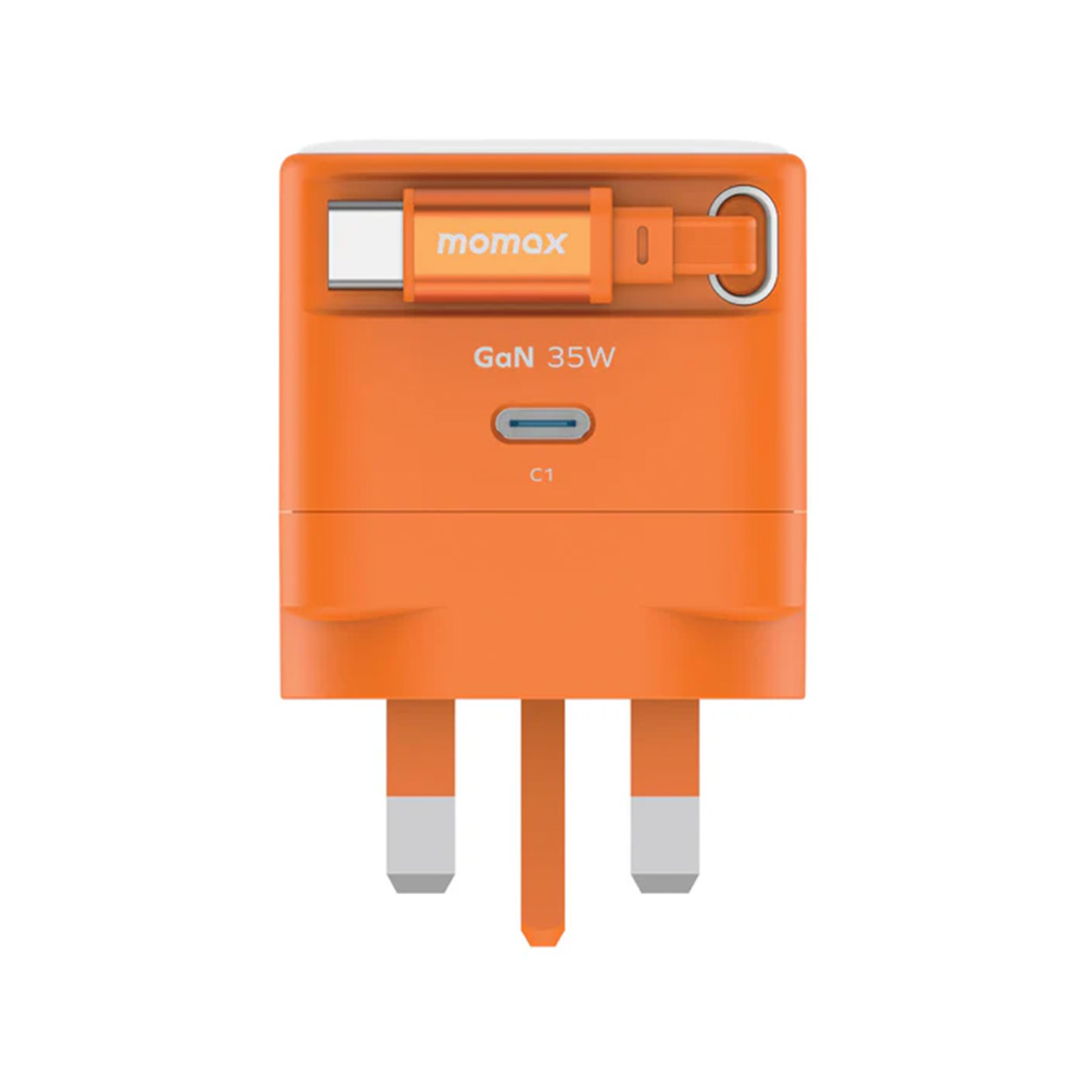 MOMAX 1-Charge+ 35W GaN 單輸出及伸縮USB-C 線充電器(UM72)(橙色-35w)