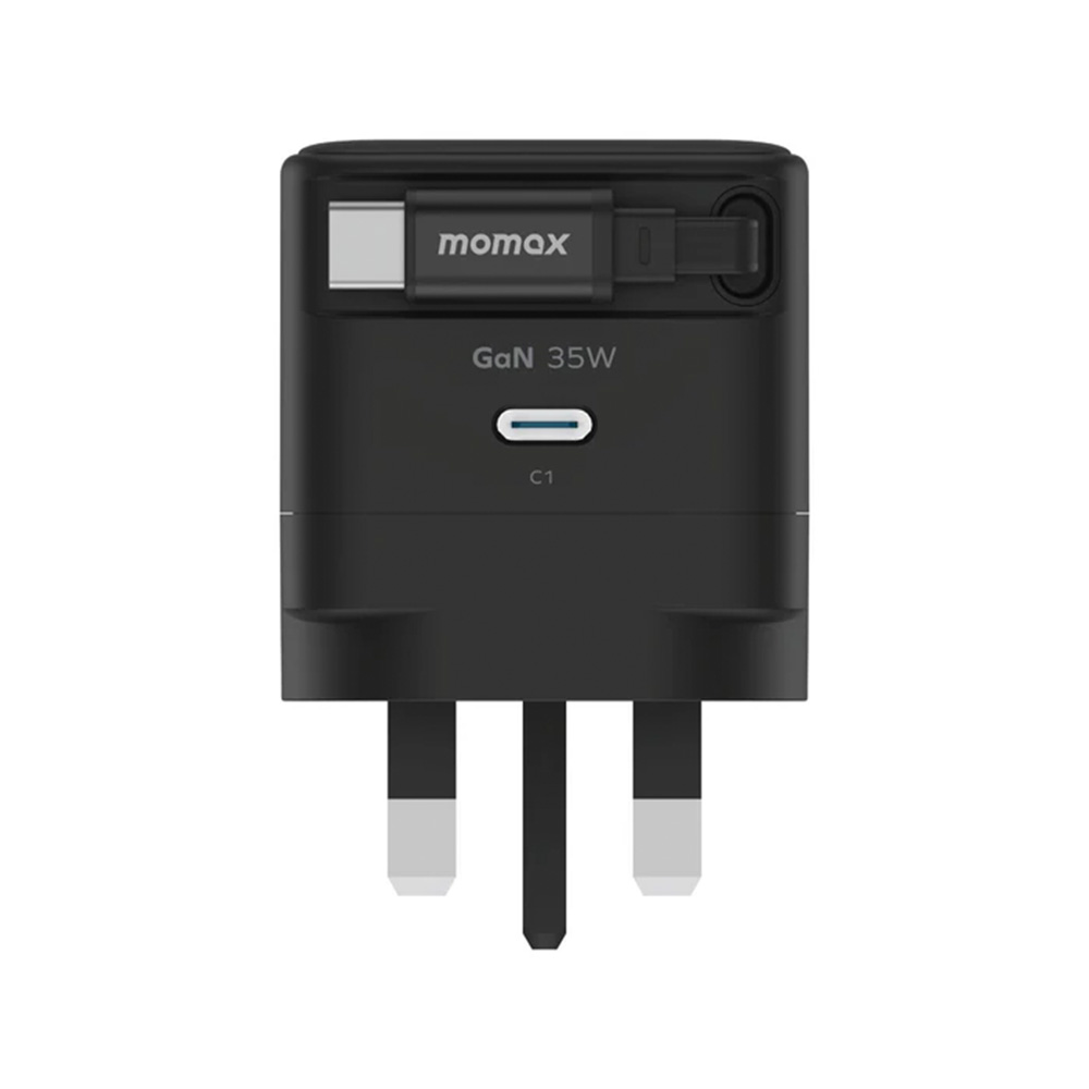 MOMAX 1-Charge+ 35W GaN 單輸出及伸縮USB-C 線充電器(UM72)(黑色-35w)
