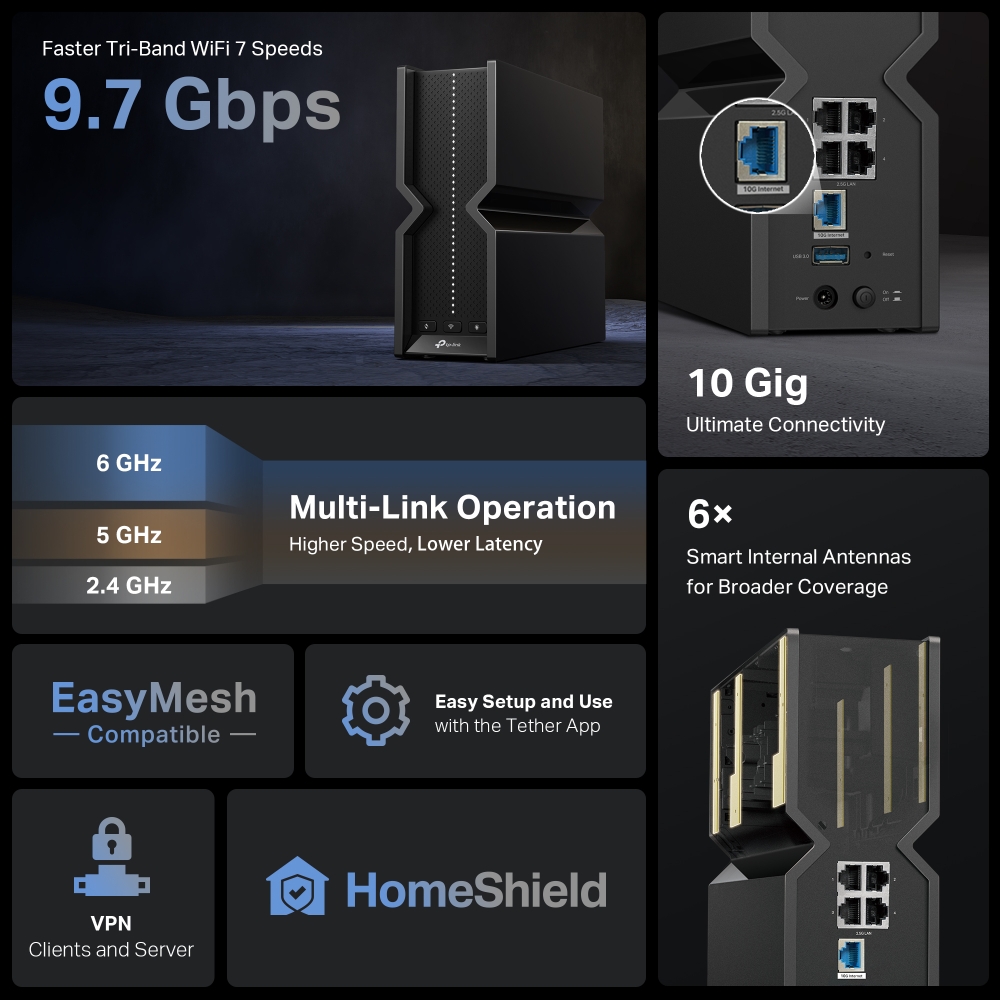 TP-Link Archer BE550 Pro BE9700 三頻 WiFi 7 路由器