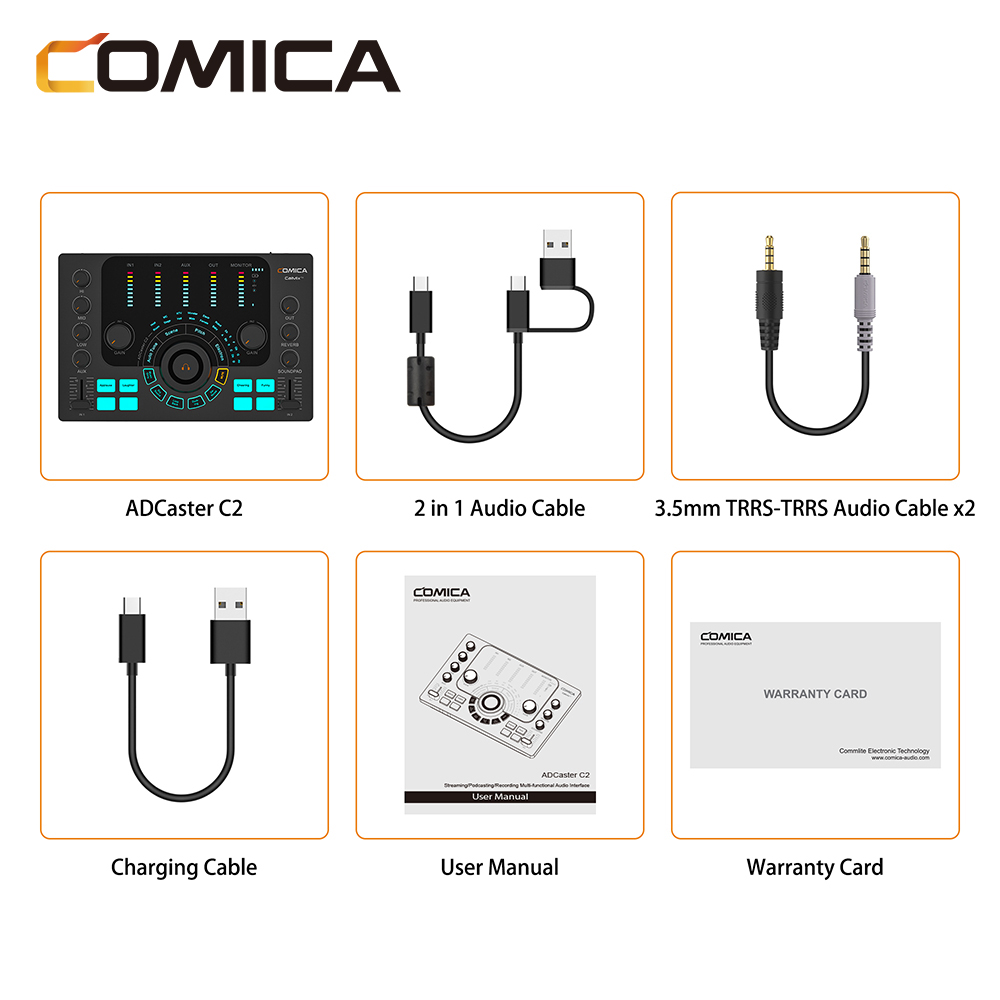Comica ADCaster C2 多用途錄音界面(適用於PODCAST/錄音/直播)(黑色)