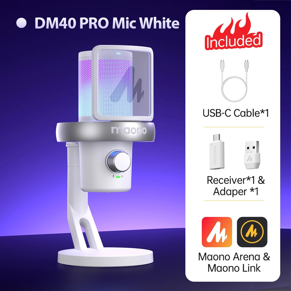 Maono DM40 Pro 降噪電容式無線麥克風(白色)