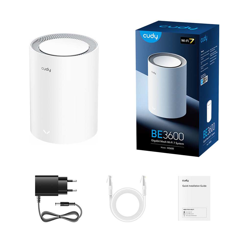 Cudy M3600-1P BE3600 Gigabit Mesh Wi-Fi 7 雙頻路由器(1件裝)