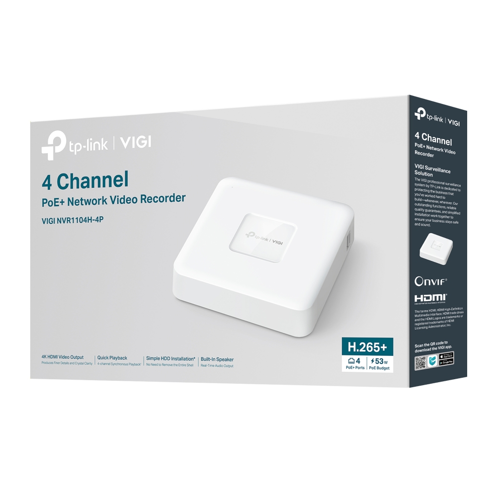 TP-Link VIGI NVR1104H-4P 4 Channel 路網路監控主機